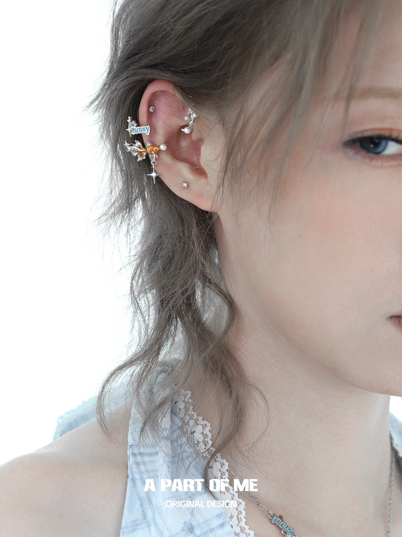 Dreamcore Goldfish 18K Platinum Plating Pearl Bubble Ear Wraps
