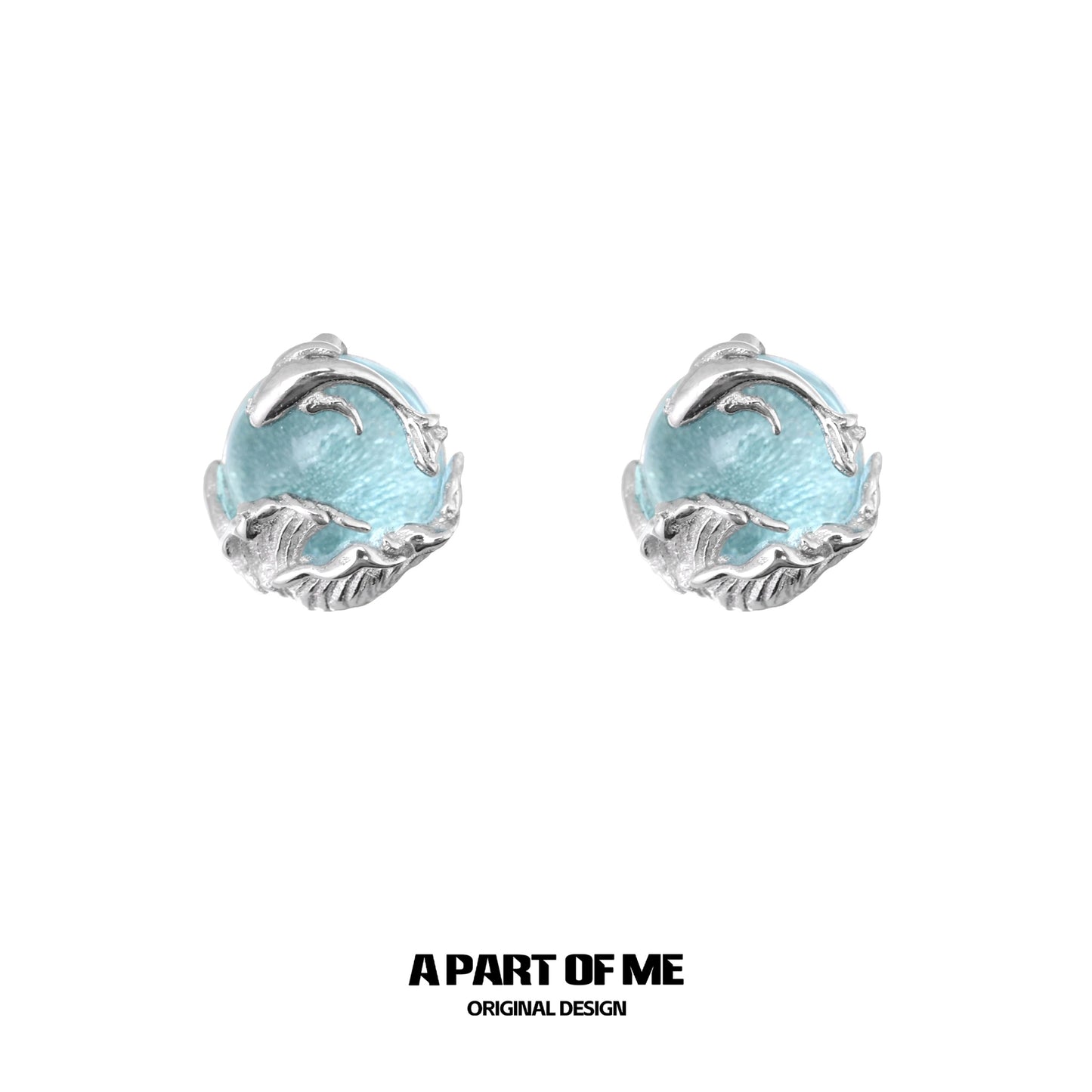 Mountain & Sea S925 Sterling Silver Glass Crystal Stud Earrings