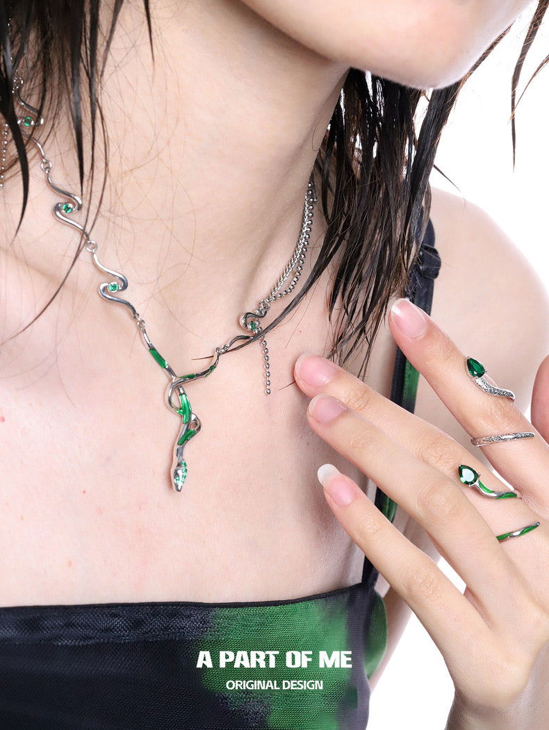 Slytherin Collection 18K Platinum Plated Tassel Snake Necklace