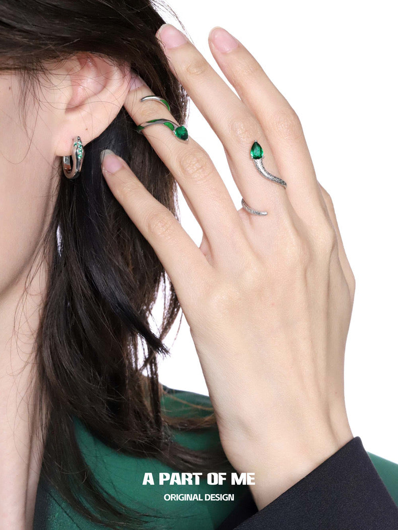 Slytherin Collection S925 Sterling Silver Snake Latch-back Earrings
