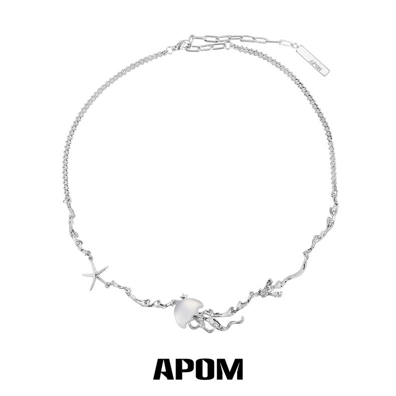 Jellyfish Bloom 18K Platinum Plating Tassel Necklace