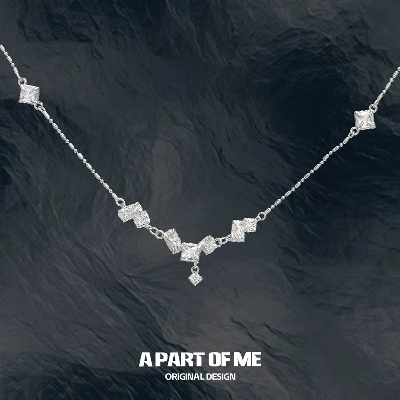 Angled Series S925 Sterling Silver Zirconia Stone Necklace