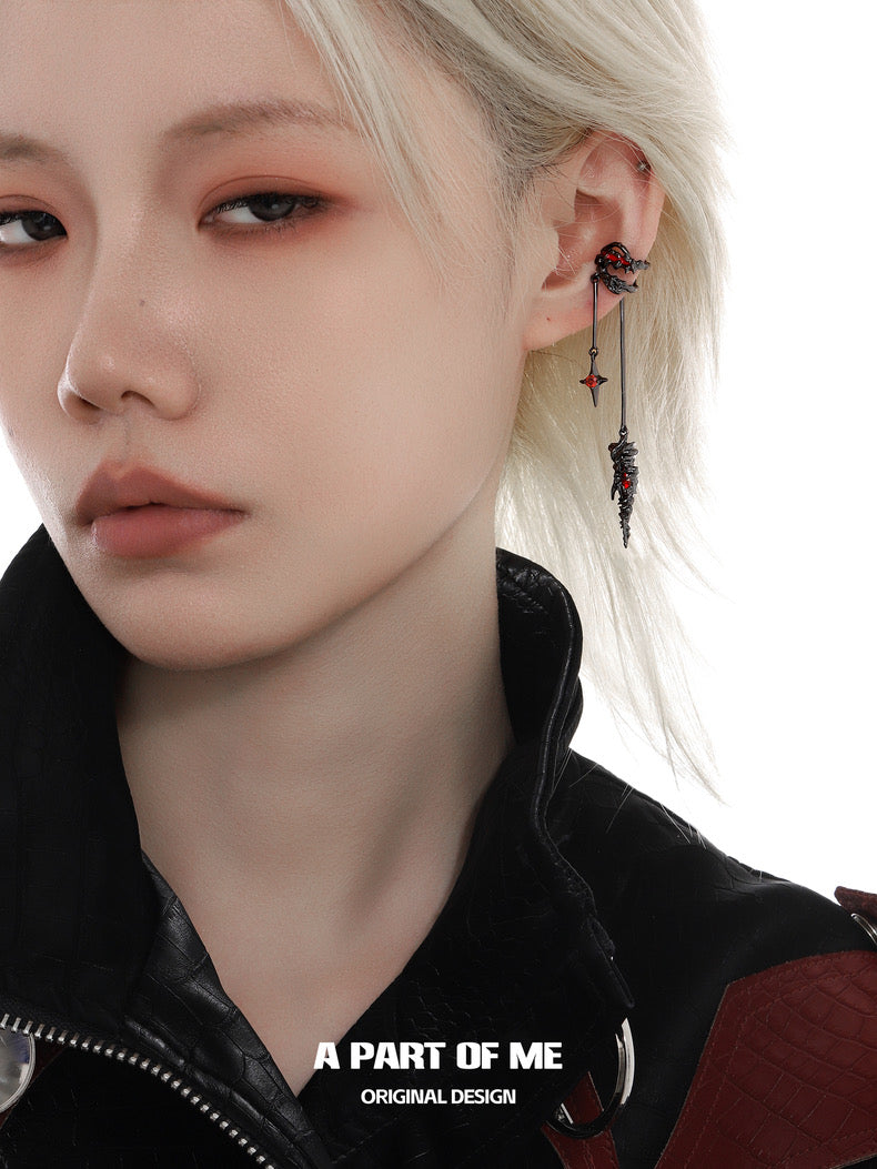 Shadow Flame Series 18K Black Gold Plating Ear Cuffs