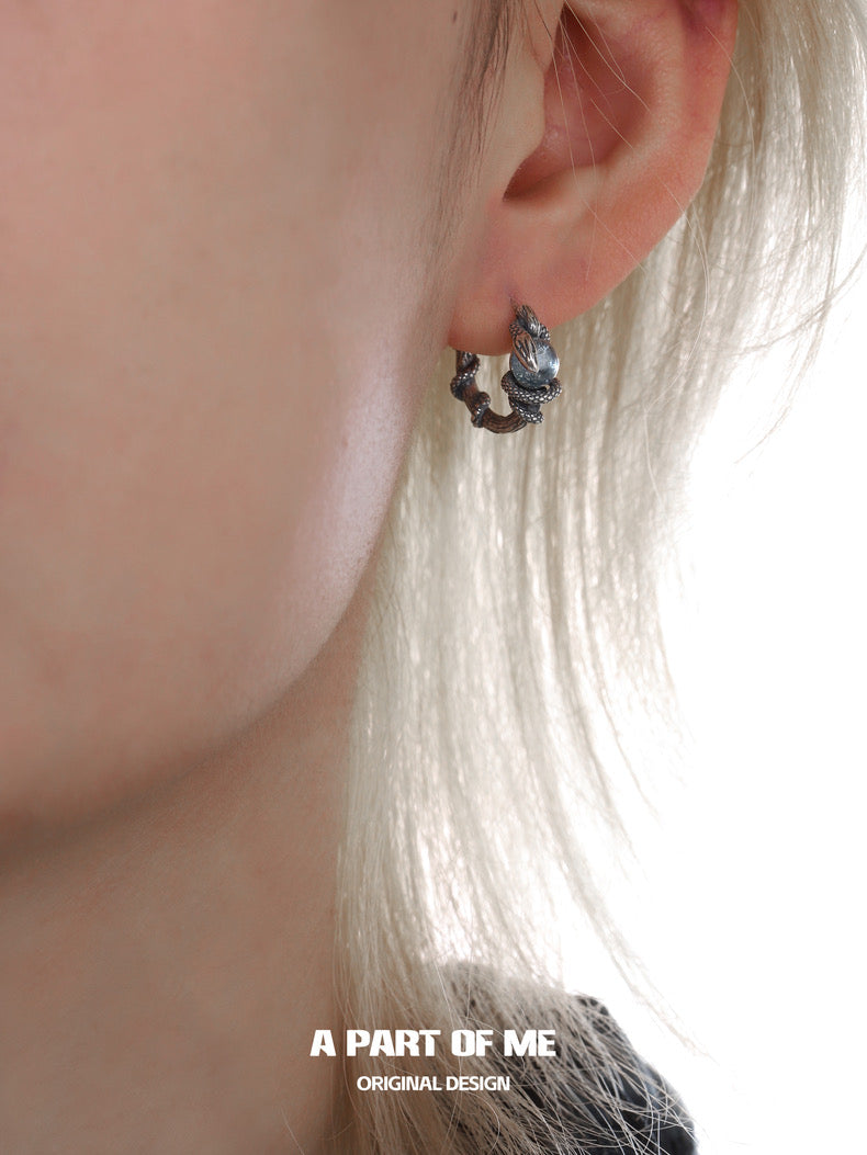 Year of the Snake S925 Sterling Silver Snake Huggies Earrings