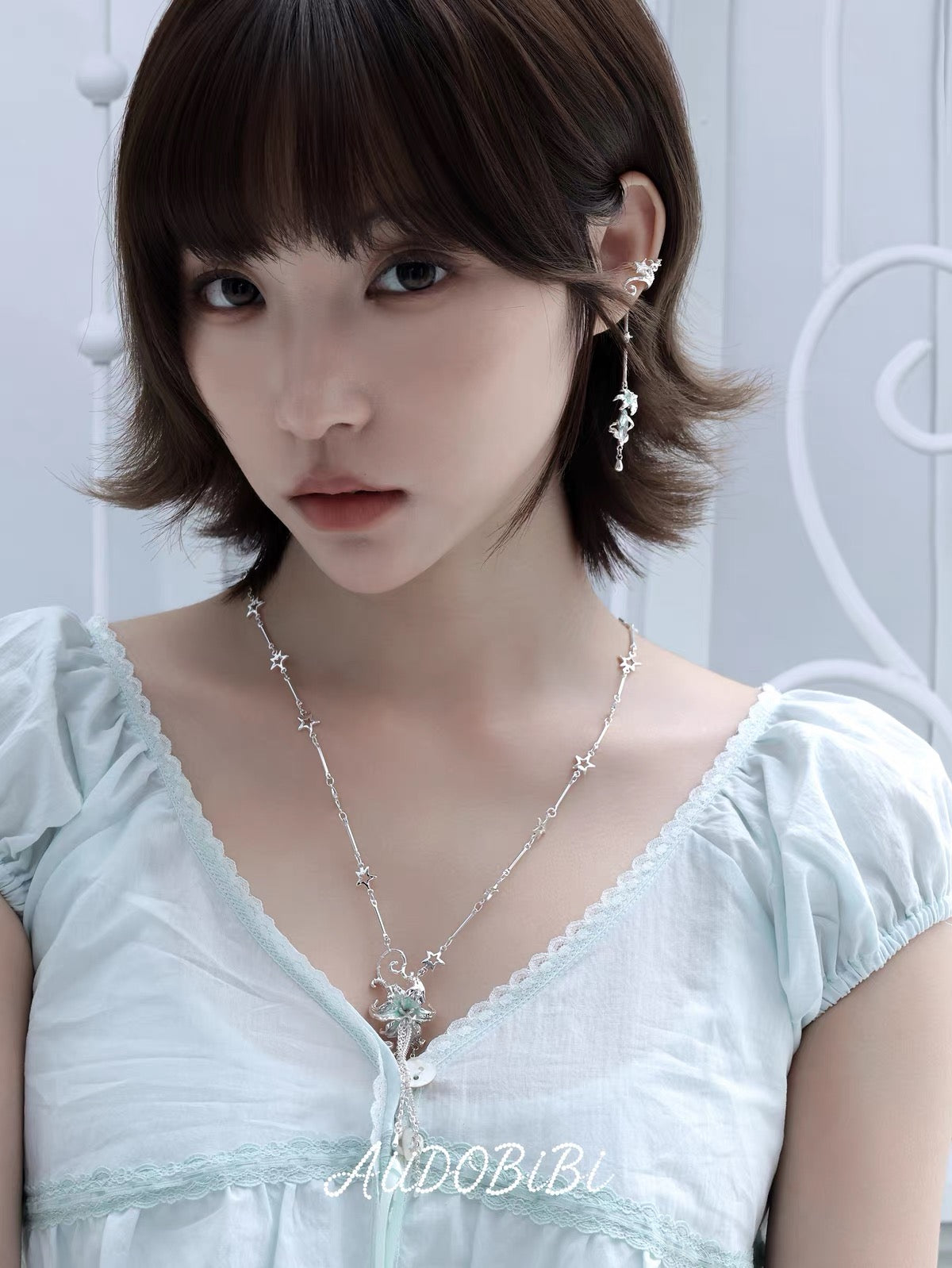 Dreamcore Lily 18K Platinum Plating Fairy Dangle Ear Cuffs