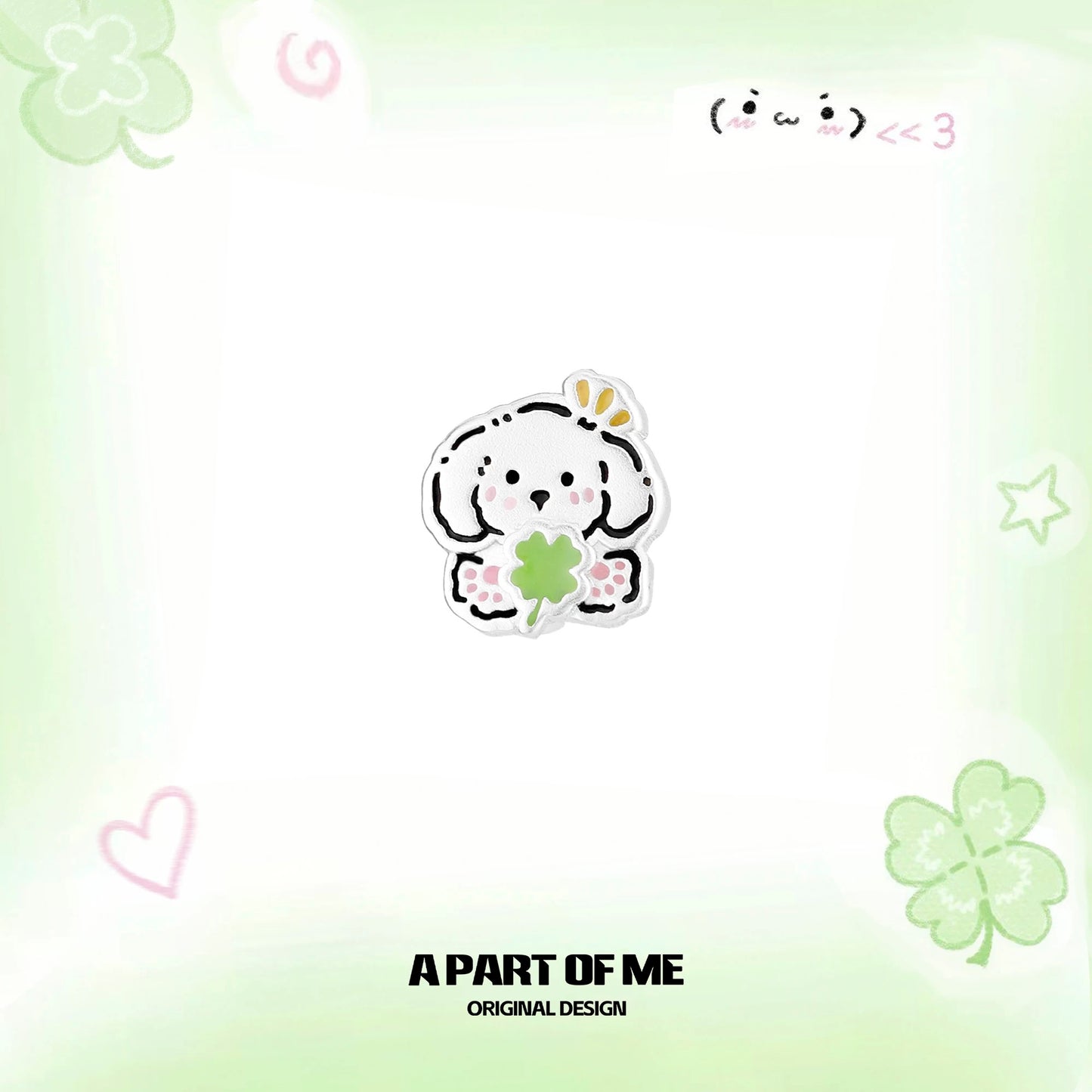The Lucky Clover Kitten & Puppy 18K Platinum Plating Stud Earrings