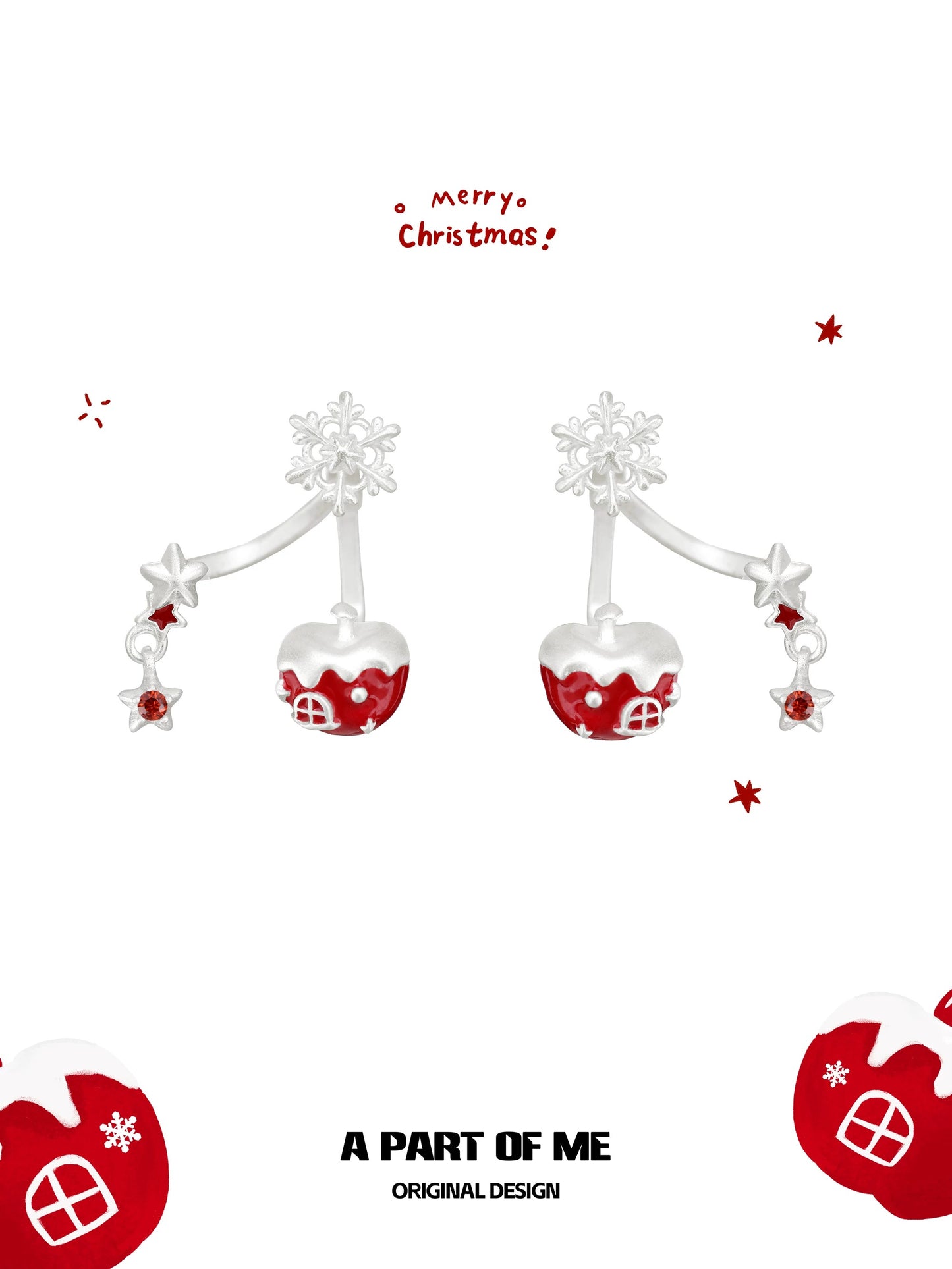 Snow Apple House 18K Platinum Plating Detachable Earrings