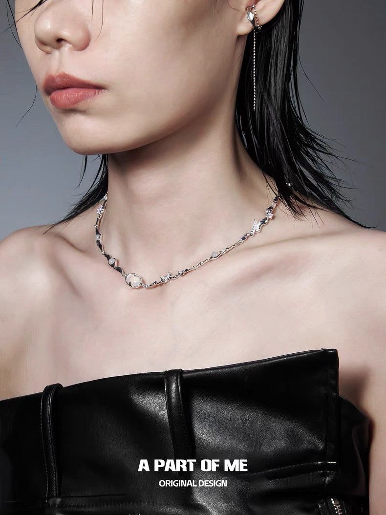 Dawn Series 18K Platinum Plating White Agate Necklace