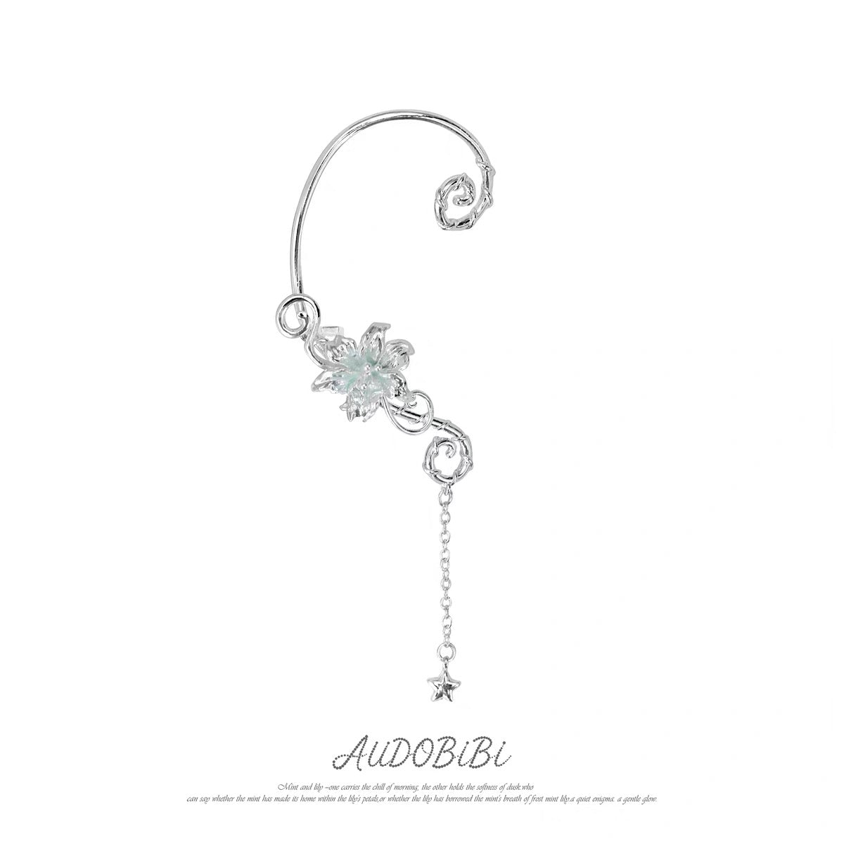 Dreamcore Lily 18K Platinum Plating Vine Asymmetry Ear Wraps