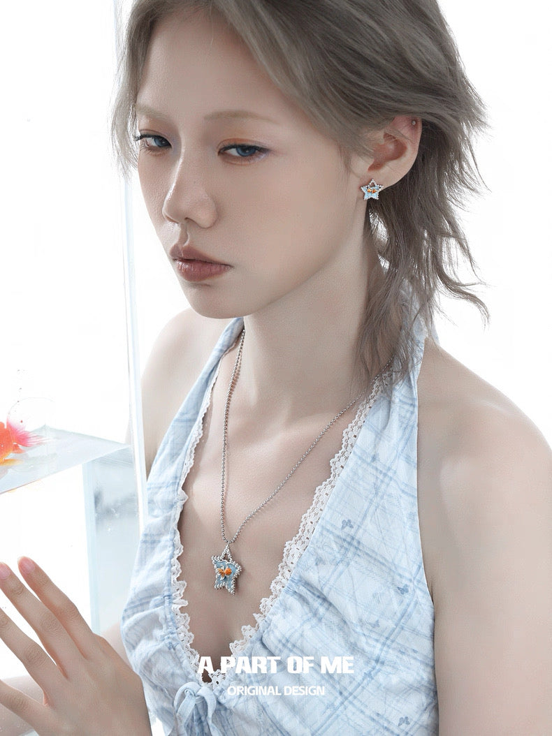 Dreamcore Goldfish 18K Platinum Plating Star Y2K Necklace
