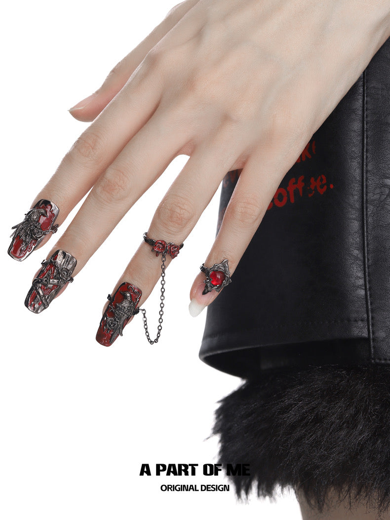 Crow Collection (Sylus's Version) 18K Black Gold Plated Nail Rings