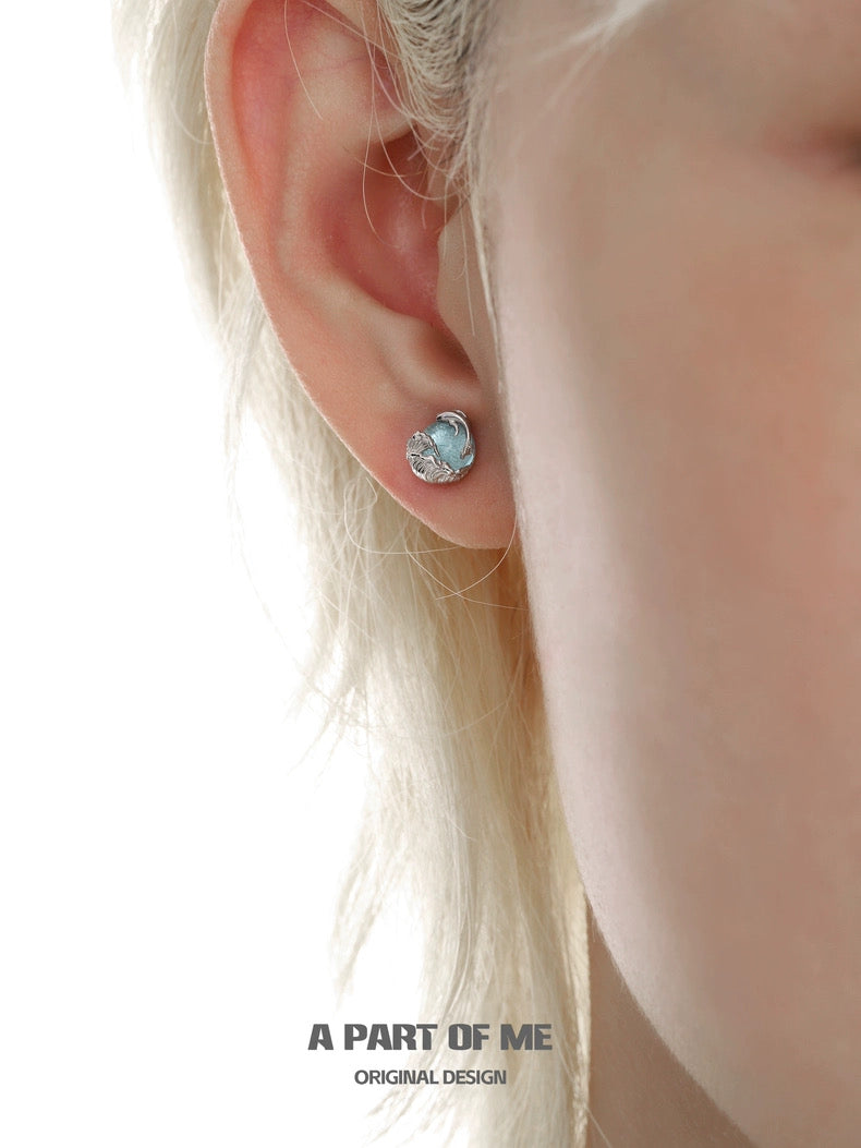 Mountain & Sea S925 Sterling Silver Glass Crystal Stud Earrings