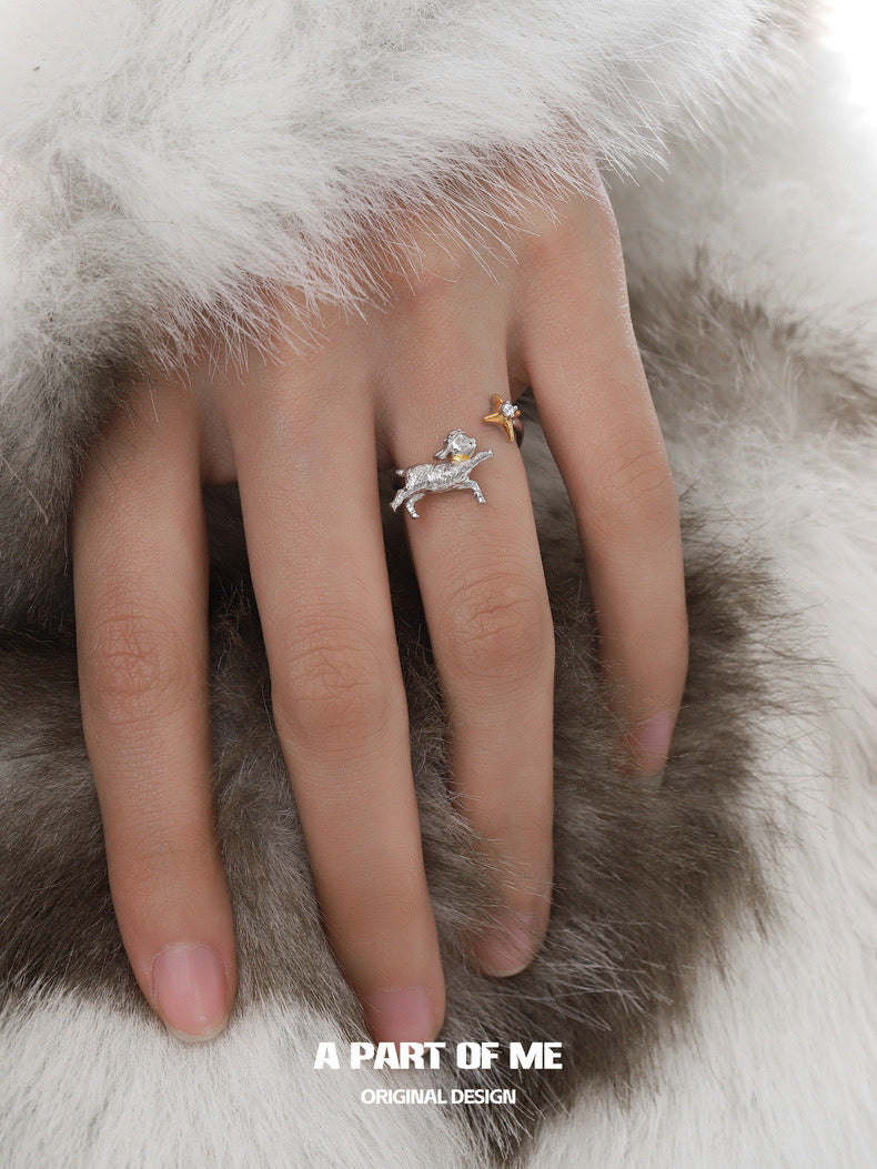 Goodnight Collection S925 Sterling Silver Lamb & Star Ring