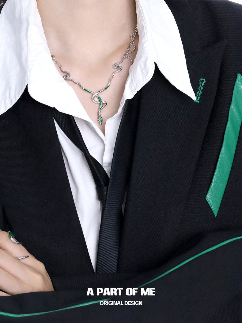 Slytherin Collection 18K Platinum Plated Tassel Snake Necklace