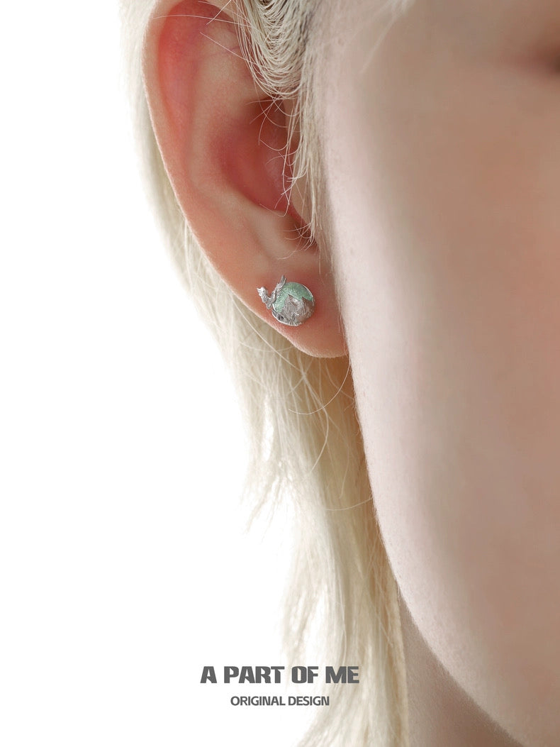 Mountain & Sea S925 Sterling Silver Glass Crystal Stud Earrings