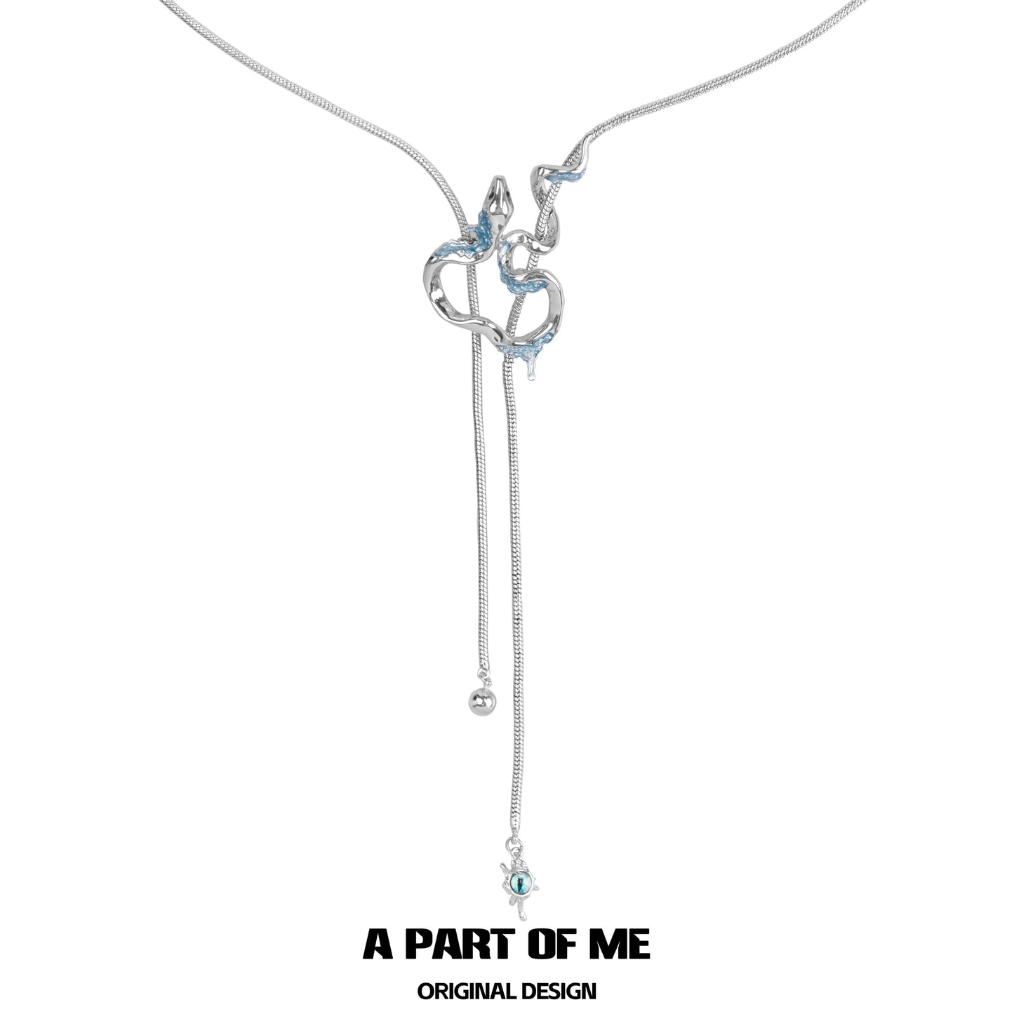 Ice Snake 18K Platinum Plating Snake Lariat Necklace