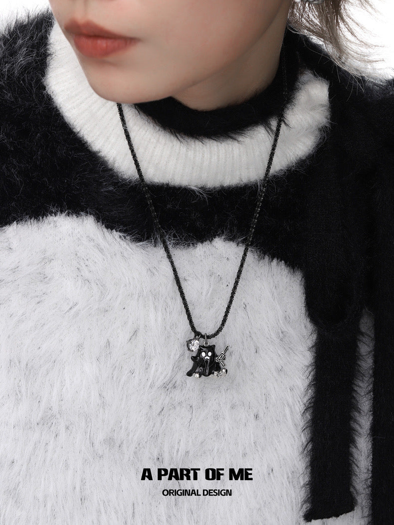Ghost Kitten 18K Platinum Plating Pendant Necklace