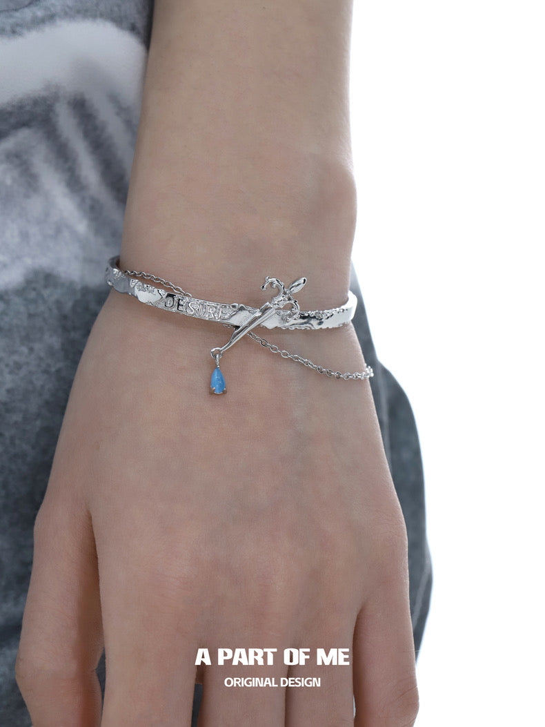 Guardian Sword 18K Platinum Plating Cat's Eye Stone Bangle