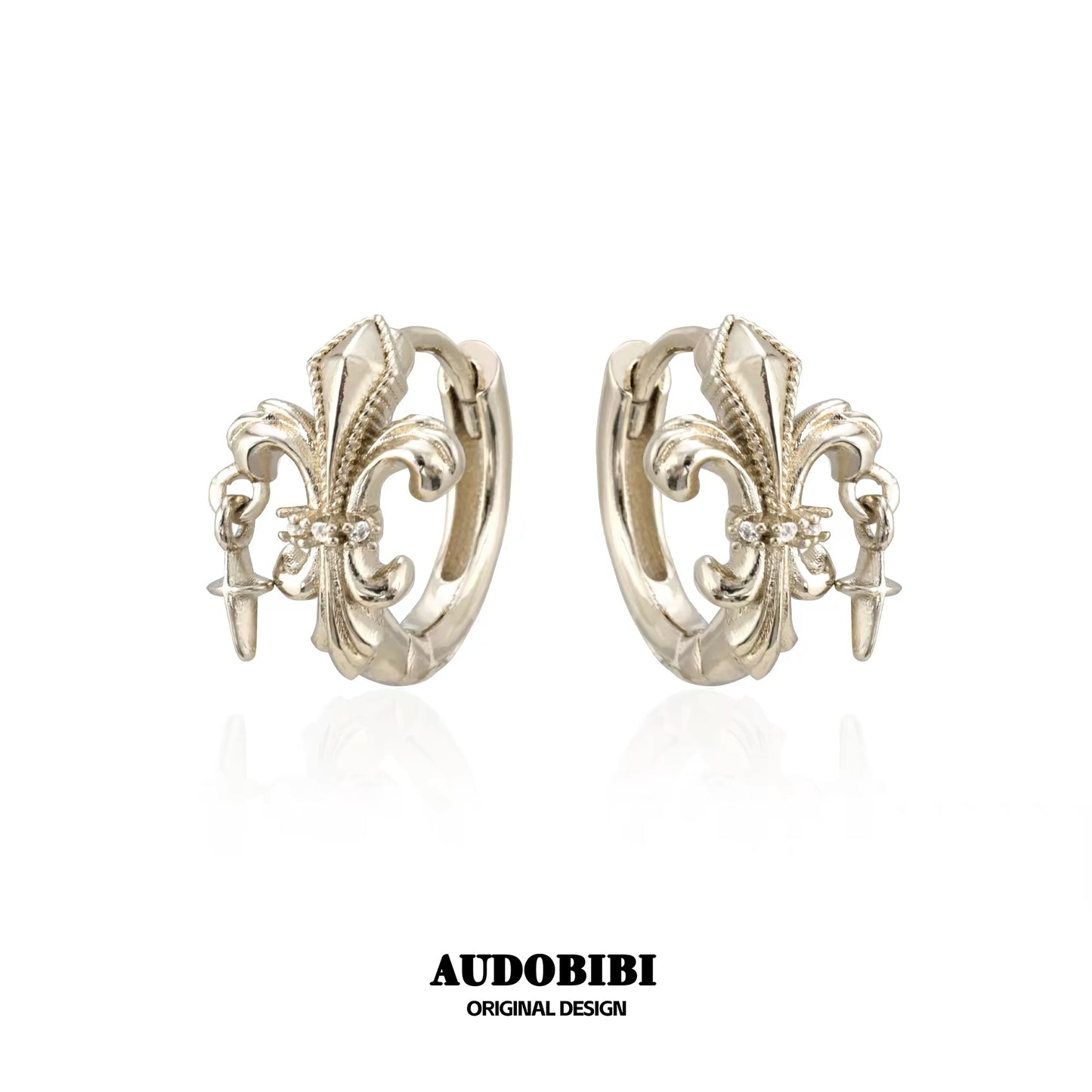 Champagne Gold Iris S925 Silver Gold-plating Huggie Earrings