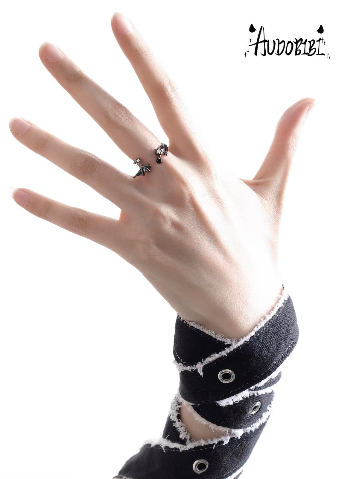 Little Devil Black Gold Plated S925 Silver Demon Wing Ring