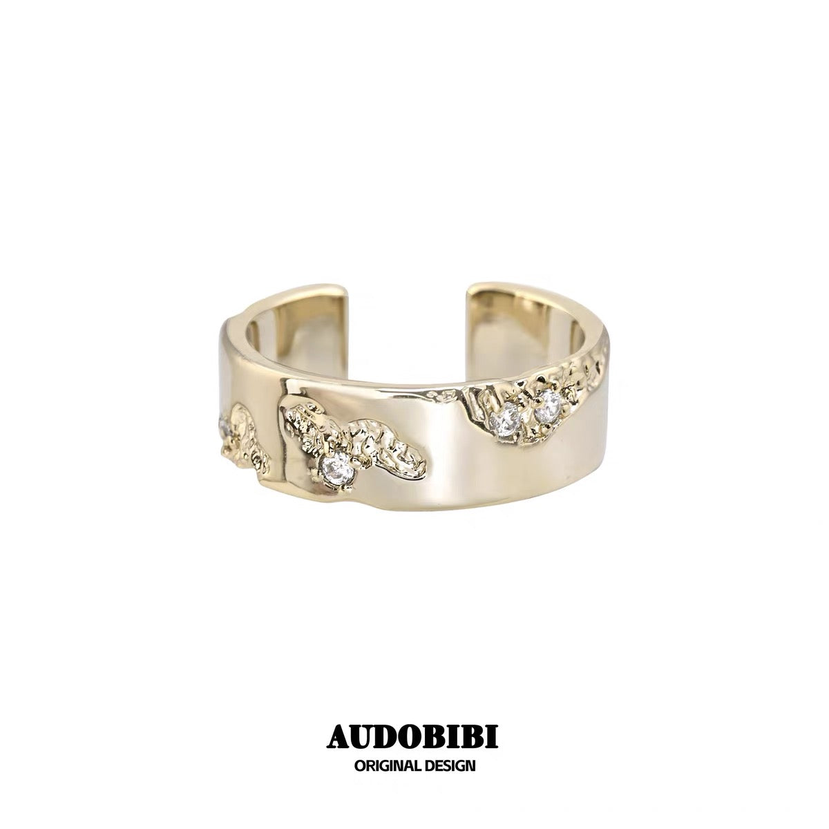 BROKEN II S925 Sterling Silver Champagne Gold-plated Couple Ring