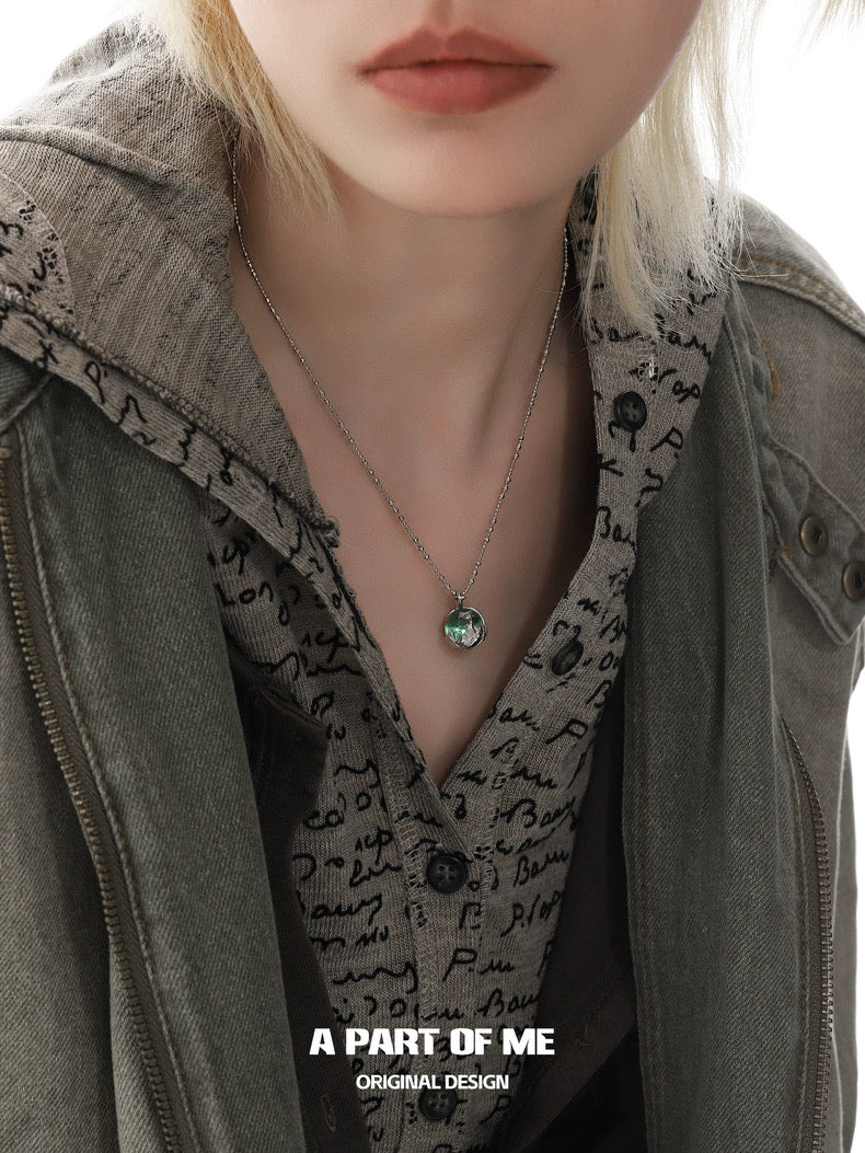 Mountain & Sea S925 Sterling Silver Crystal Glass Pendant Necklace