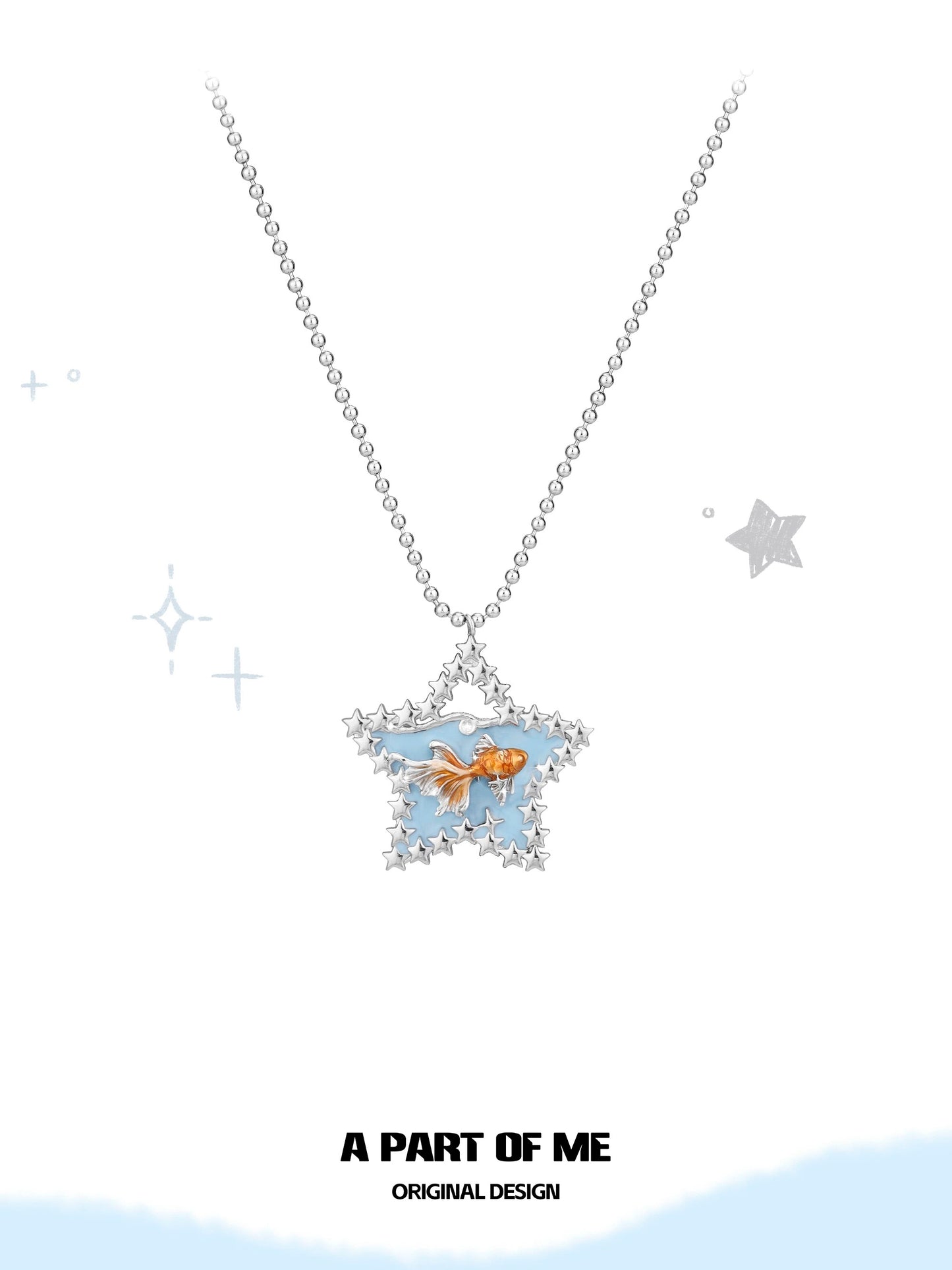Dreamcore Goldfish 18K Platinum Plating Star Y2K Necklace
