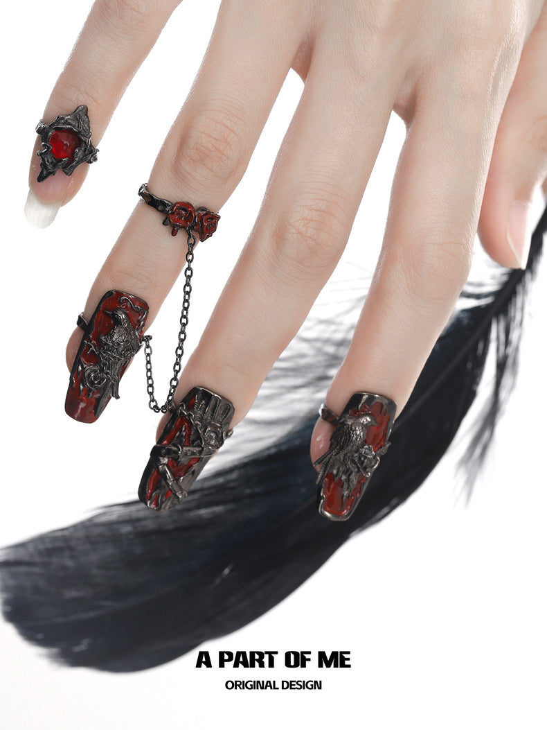 Crow Collection (Sylus's Version) 18K Black Gold Plated Nail Rings
