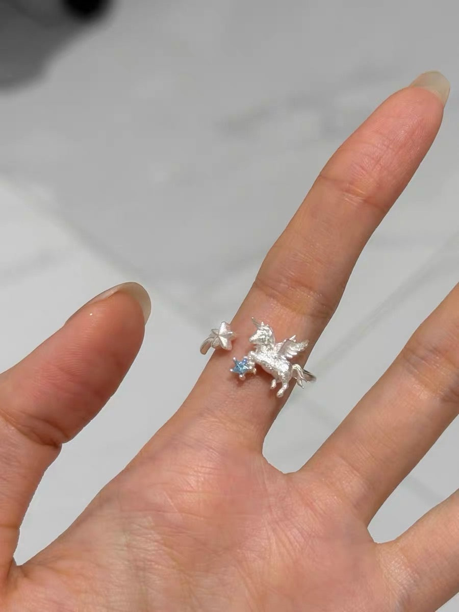 Unicorn Collection S925 Sterling Silver Adjustable Ring