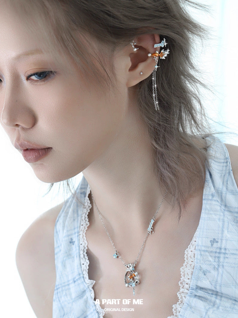 Dreamcore Goldfish 18K Platinum Plating Pearl Bubble Ear Wraps