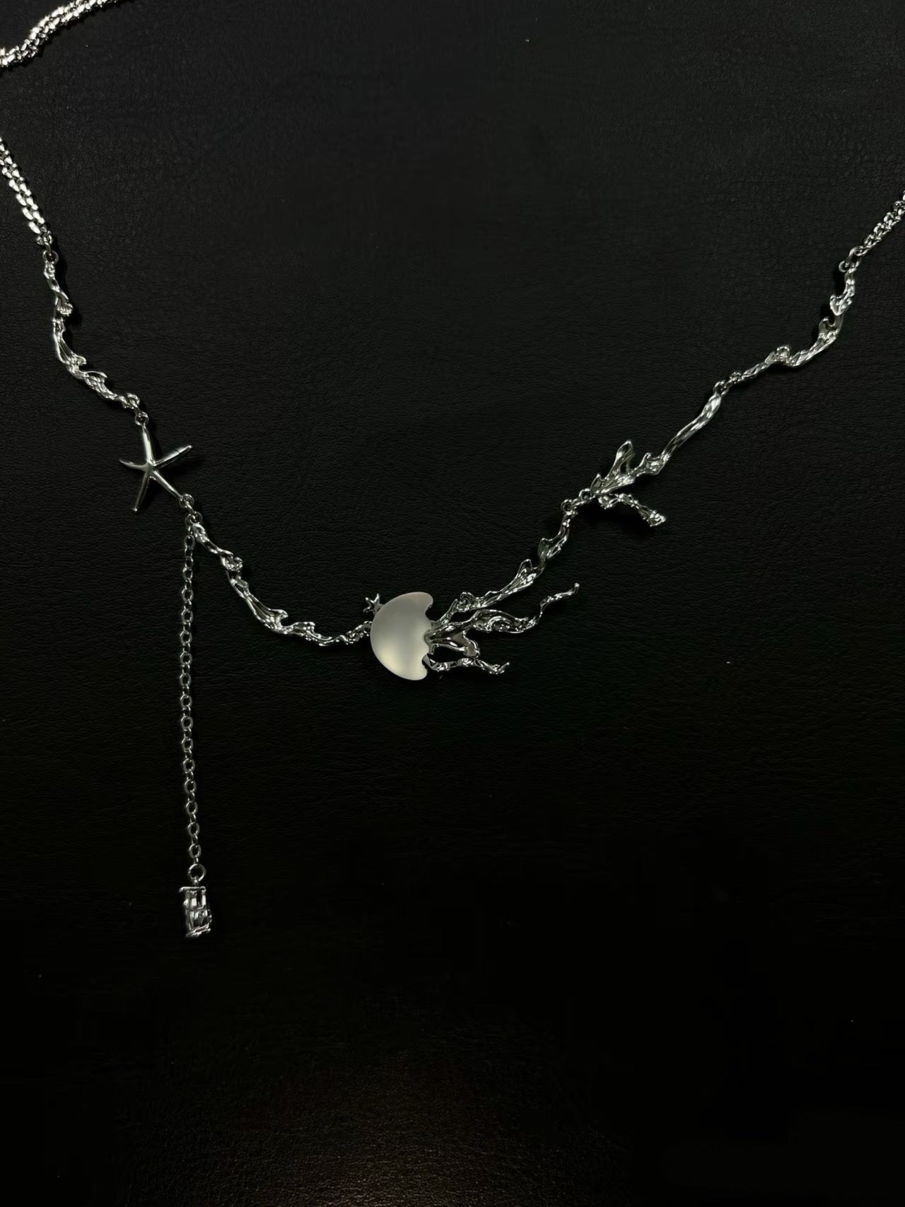 Jellyfish Bloom 18K Platinum Plating Tassel Necklace