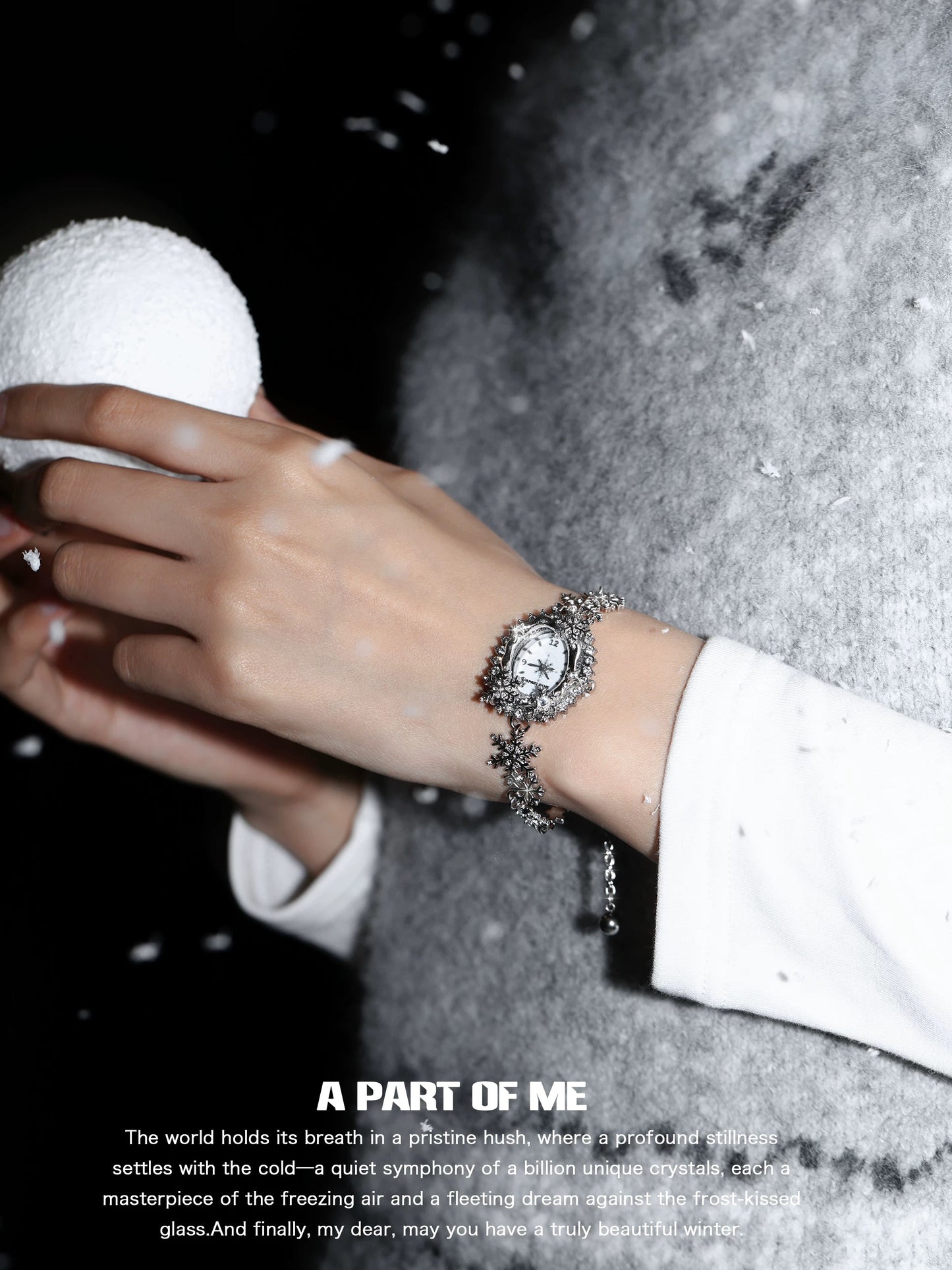 Snowflakes 18K Platinum Plating Slider Bracelet Watch