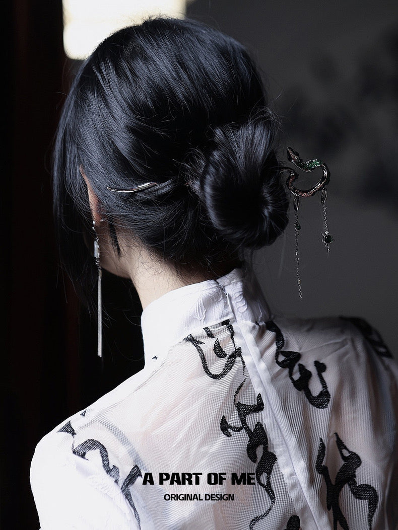 Slytherin Collection 18K Platinum Plated Snake Hairpin
