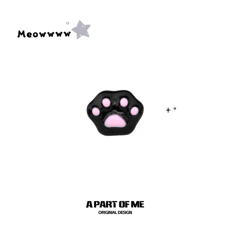 Kitten Paws Resin Coating Black Cat Stud Earrings