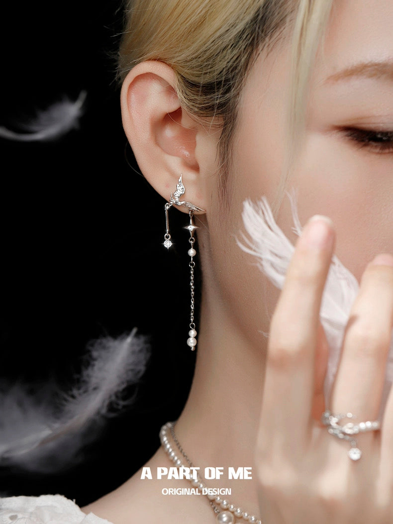 Celestial Plumage 18K Platinum Plating Earrings