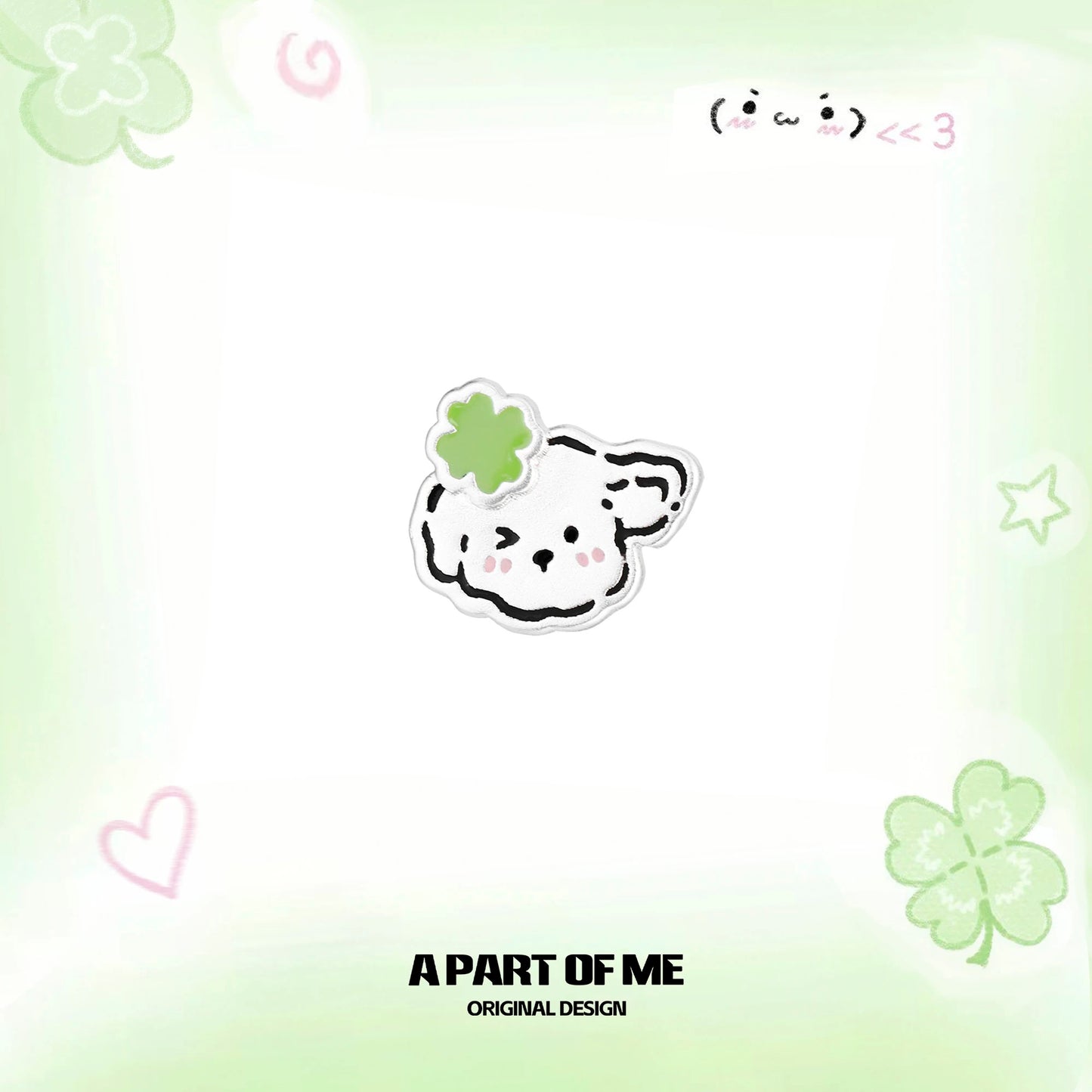 The Lucky Clover Kitten & Puppy 18K Platinum Plating Stud Earrings