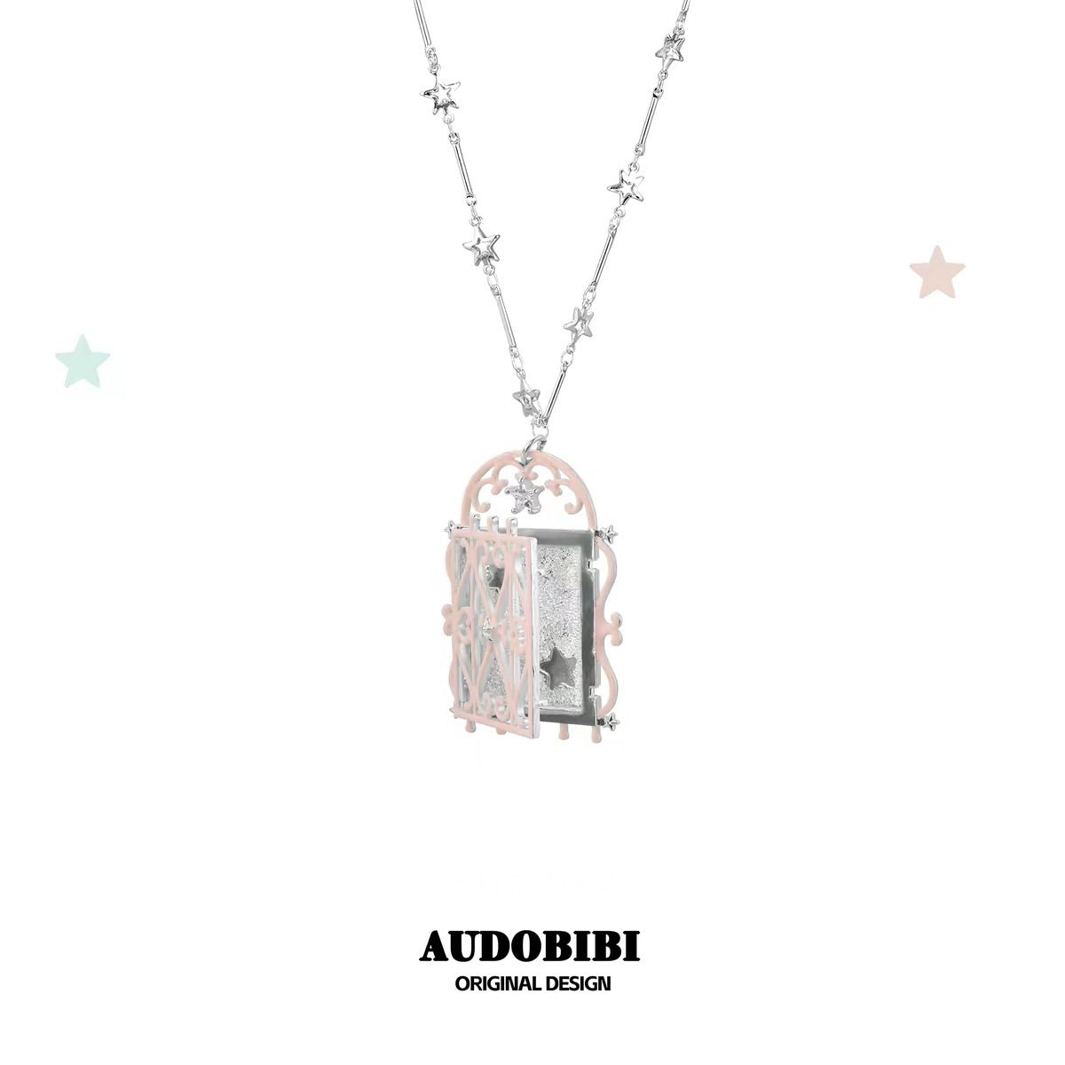 The Hidden Gate 18K Platinum Plating Garden Gate Photo Locket Necklace