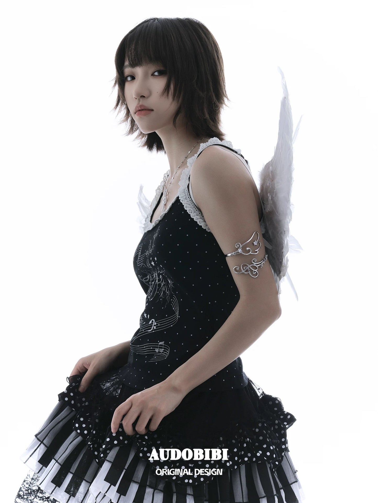 Angel Dream 18K Platinum Plating Angel Wings & Treble Clef Arm Cuffs