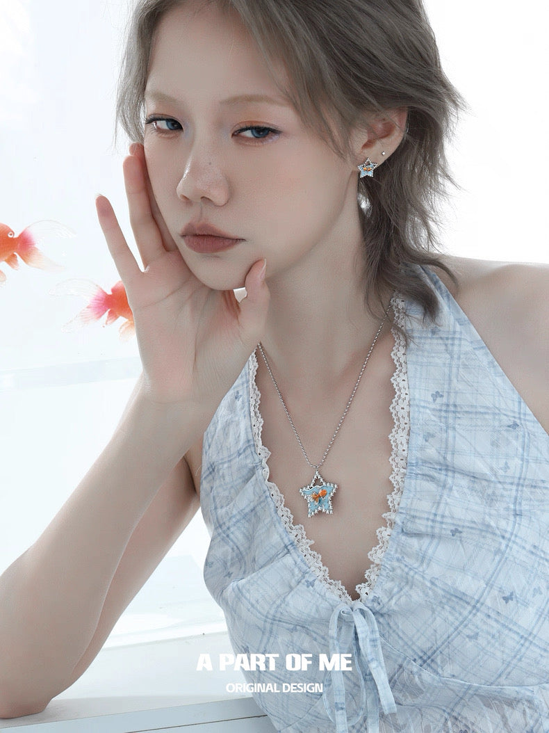 Dreamcore Goldfish 18K Platinum Plating Star Y2K Necklace