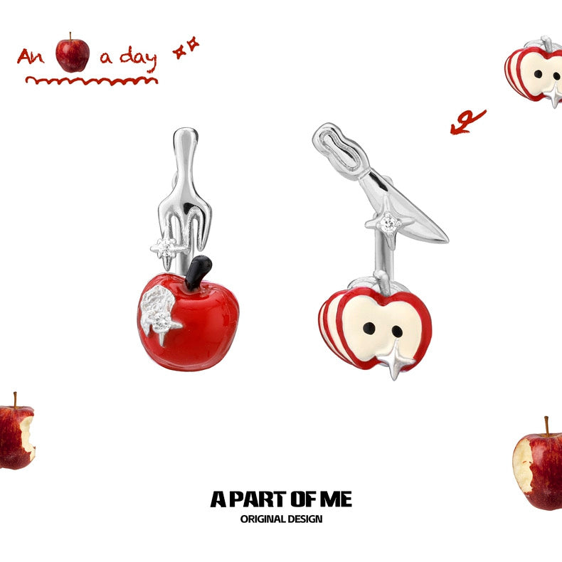 Apple Slice 18K Platinum Plating Stud Detachable Earrings