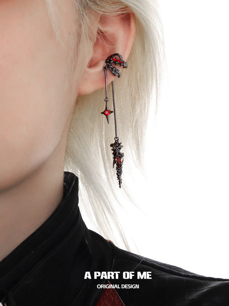 Shadow Flame Series 18K Black Gold Plating Ear Cuffs