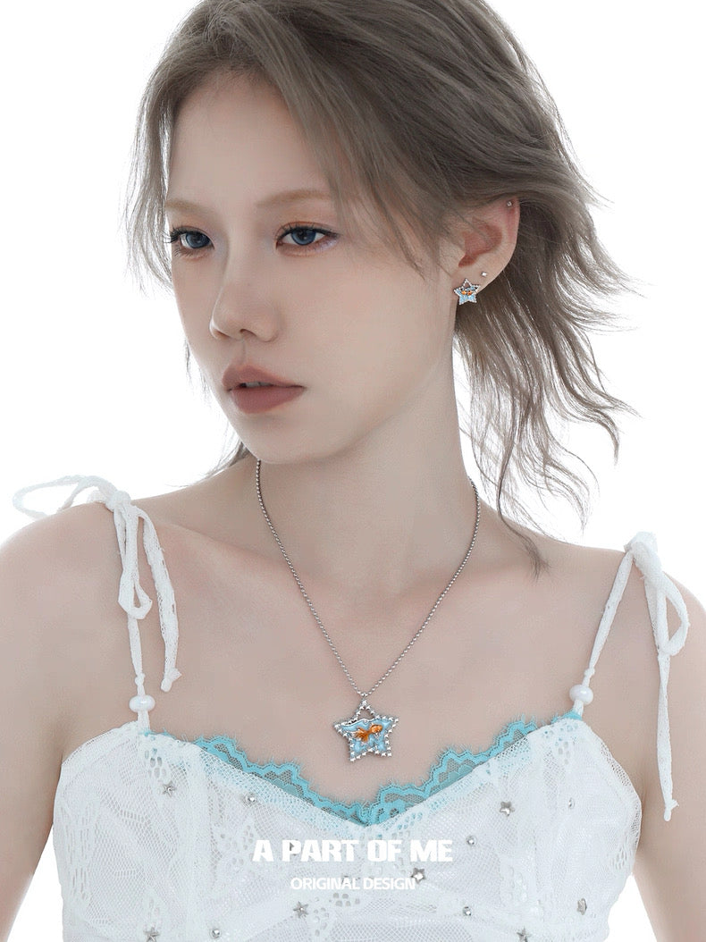 Dreamcore Goldfish 18K Platinum Plating Star Y2K Necklace