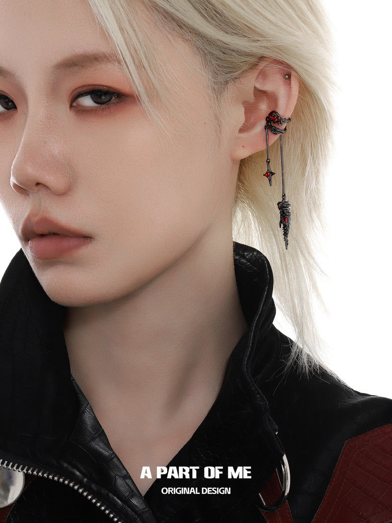 Shadow Flame Series 18K Black Gold Plating Ear Cuffs