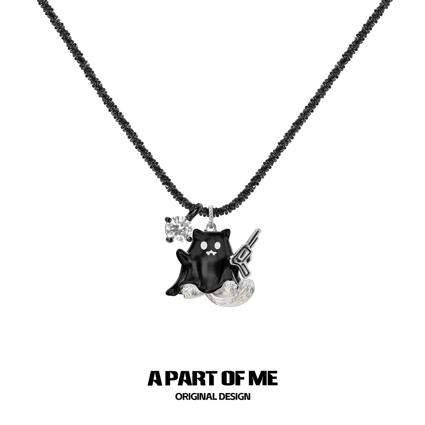 Ghost Kitten 18K Platinum Plating Pendant Necklace