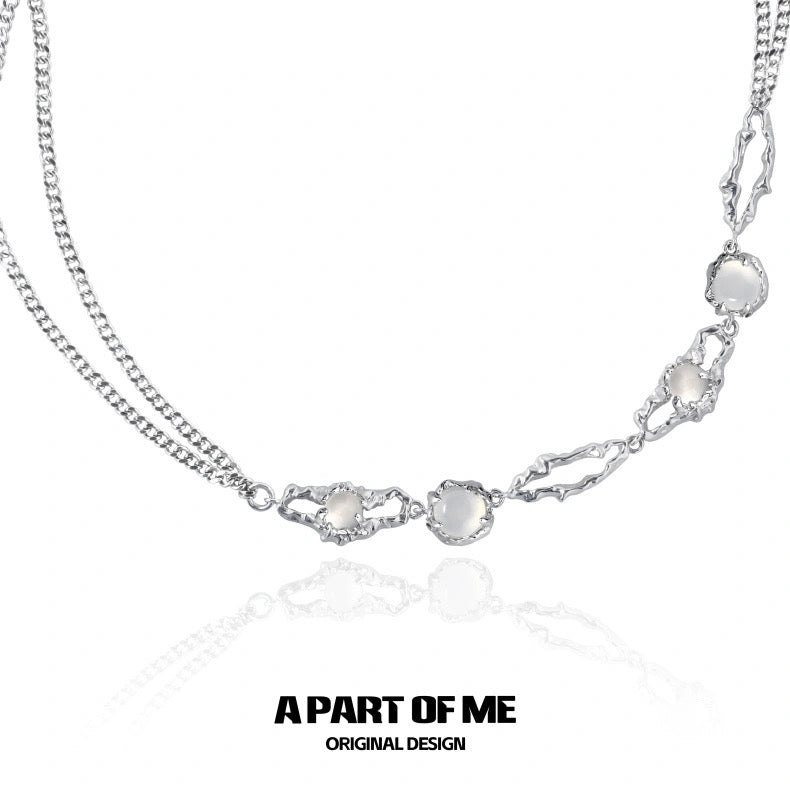 Dawn Series 18K Platinum Plating White Agate Necklace