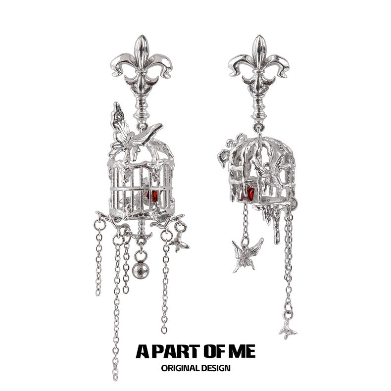 Butterfly Cage 18K Platinum Plating Tassel Chandelier Earrings