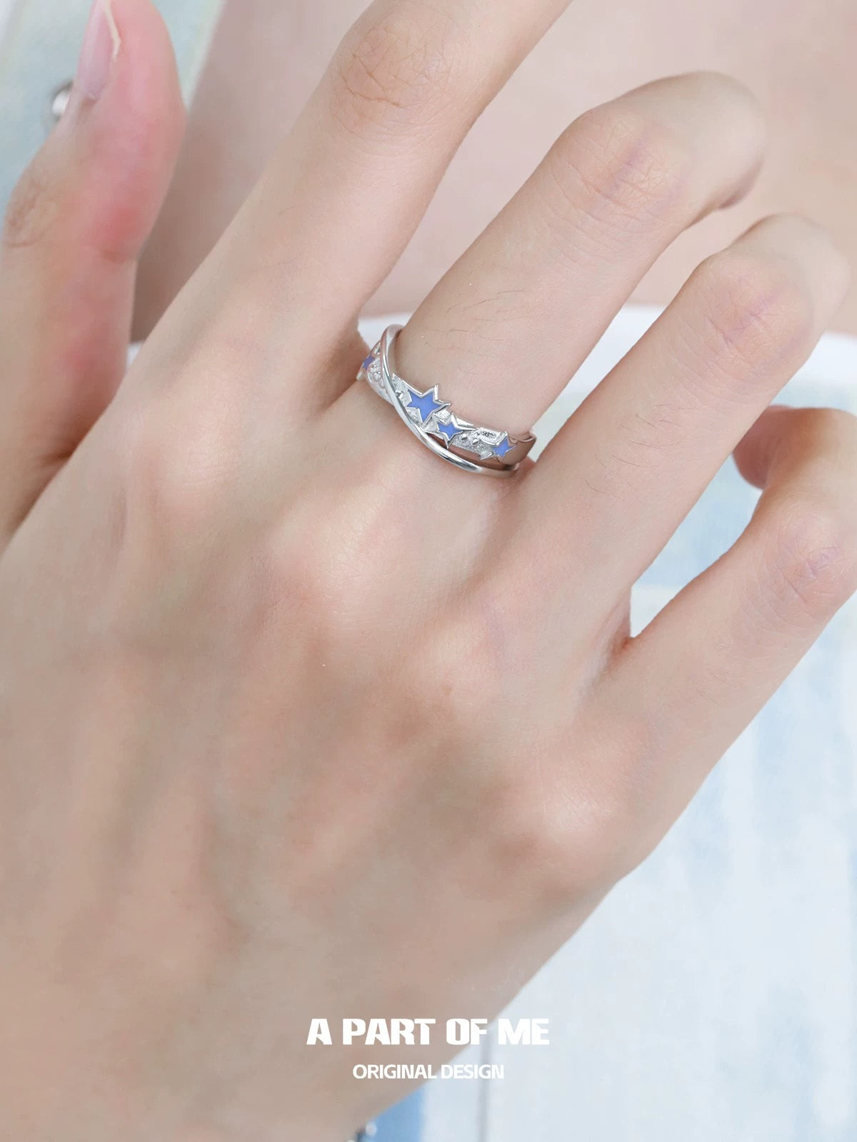 Blue Star S925 Sterling Silver Y2K Retro Rings