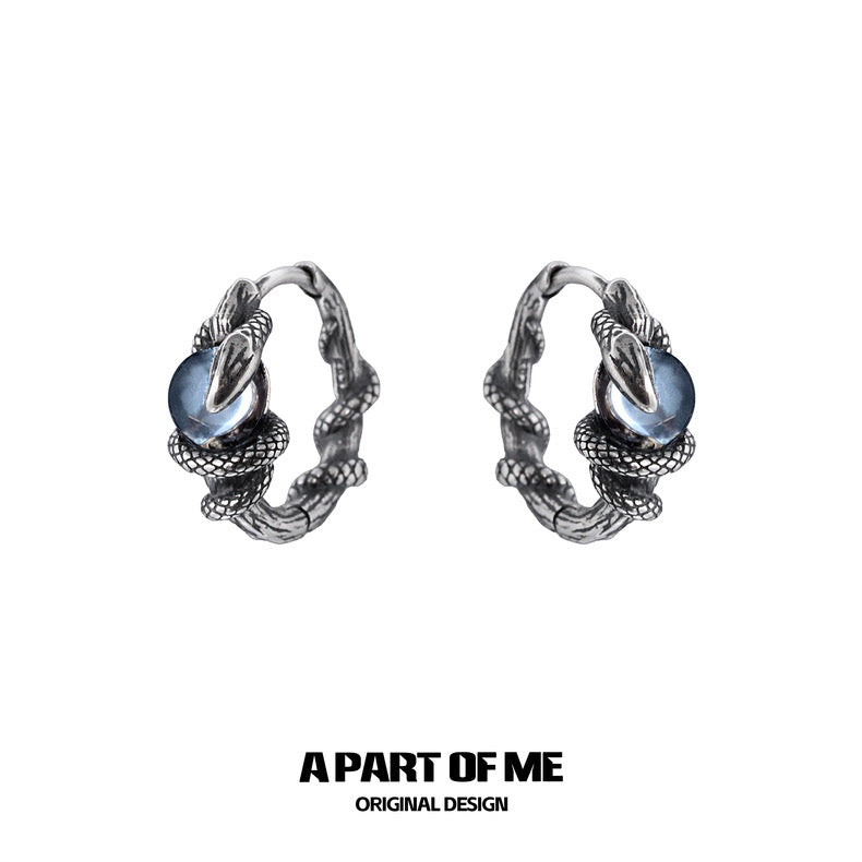 Year of the Snake S925 Sterling Silver Snake Huggies Earrings