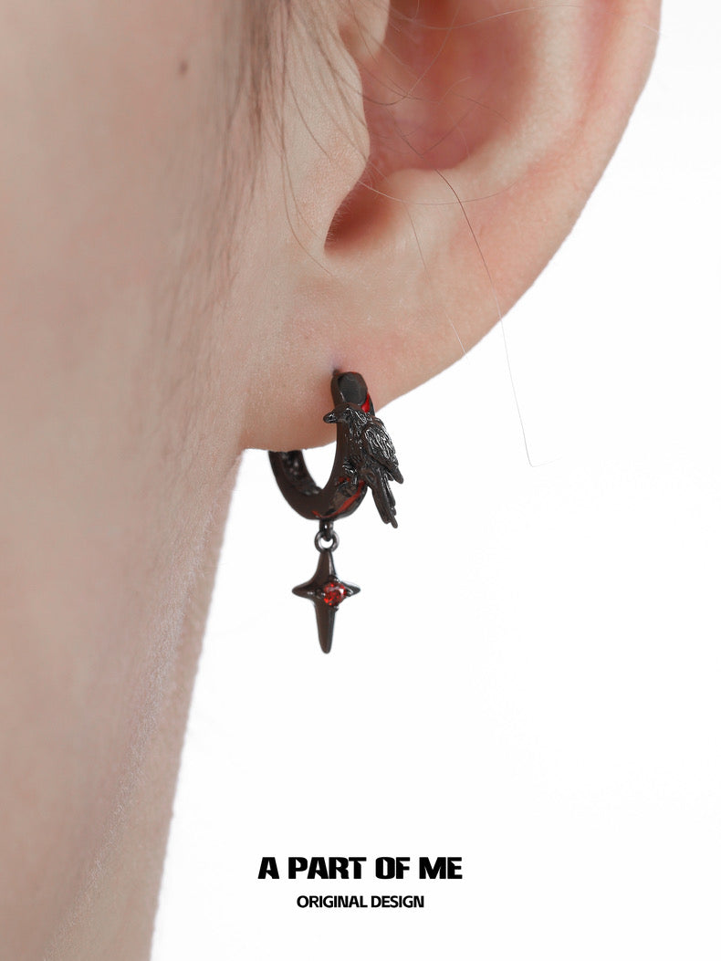 Crow Collection (Sylus's Version) 18K Black Gold Plated Huggies Earrings