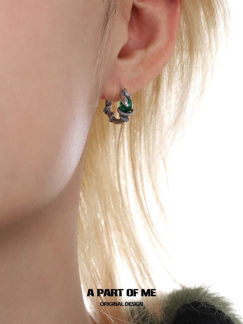 Year of the Snake S925 Sterling Silver Snake Huggies Earrings